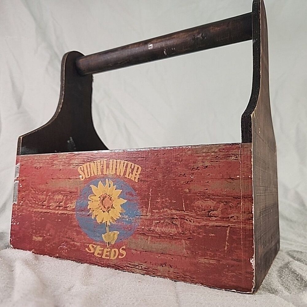 Wood Caddy Rustic Flatware, Utensil, Napkins, Delivery Crate Designed Vintage